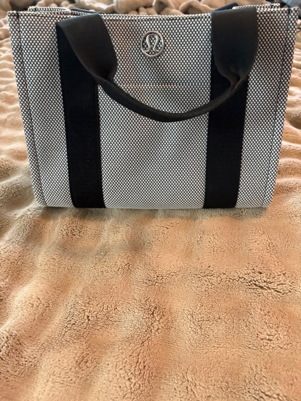 lululemon athletica Black & White Woven Tote with Contrast Handles